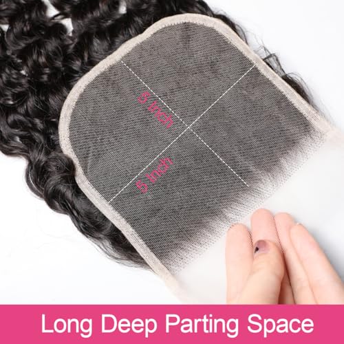Brazilian Virgin Human Hair Lace Closure 16 Inch Burmese Curly Water Wave Pre Plucked with Baby Hair