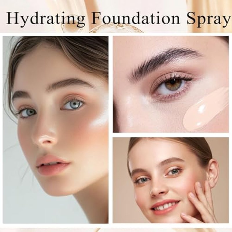 Airbrush Makeup Foundation Spray, Flawless Full Coverage Foundation, Long-Lasting, Breathable & Moisturizing for Older Women, Teens, and Mature Skin, Buildable Coverage for Smooth Radiant Skin (NUDE)