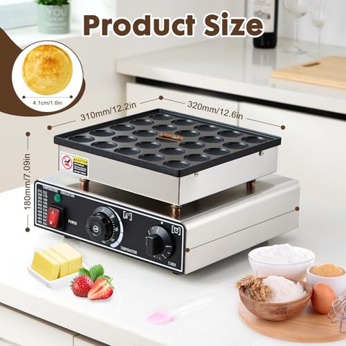 Grey Mini Pancake Maker 25 Pcs Commercial Dutch Muffin & Waffle Machine
