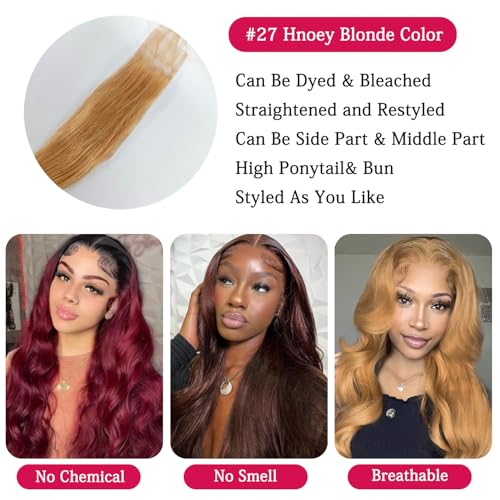 Honey Blonde 2x6 HD Lace Frontal Closure 10 Inch Straight Brazilian Virgin Hair