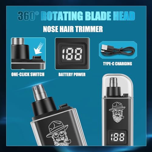 Black Hair Clippers for Men with LED Power Display | 4-Piece Grooming Kit