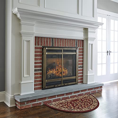 Hand-Tufted Hearth Rug 44x22 Inches - Red & Beige Fireplace Floor Protector