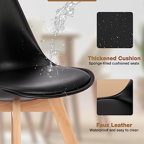 OLIXIS 8-Piece Dining Chair Set with Wood Legs and PU Leather Upholstery