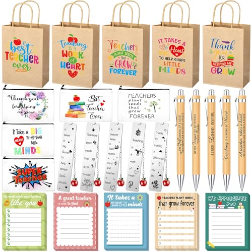 Teacher Appreciation Gift Set with Kraft Paper Bags - Teacher Stationery & Accessories - Variation: Kraft