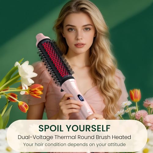 Infrared Thermal Curling Straightening Brush 1.5 Inch Hot Styling Tool Pink
