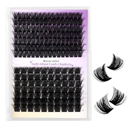 WENDY LASHES 100D+200D Eyelash Extensions 119PCS Wispy Lash Cluster 12-16mm Fluffy Eyelashes DIY D Curl Lash Extension Cluster for Beginners