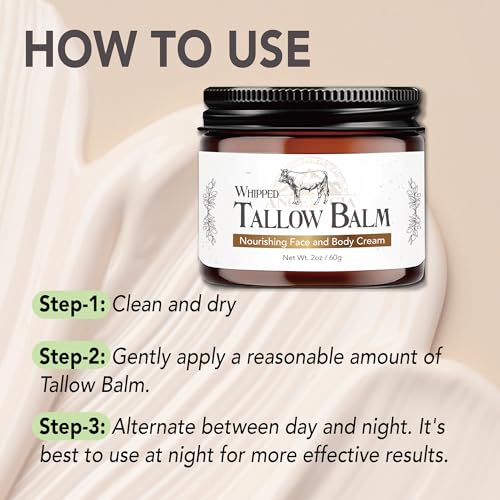 ANGELYCIA Beef Tallow for Skin | 100% Grass Fed Handmade Tallow Face Moisturizer | Face & Body | Whipped Moisturizer | 100% Natural Tallow Balm | No Parabens | Sensitive & Dry Skin, Eczema, Psoriasis