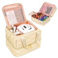 YOREPEK Beige 2-Layer Nail Polish Organizer Case for 42 Bottles (15ml)