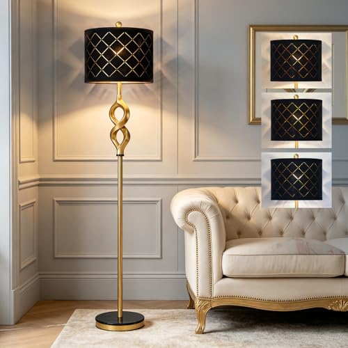Black & Gold 65-Inch Modern Sculptural Floor Lamp with 3 Color Temperatures