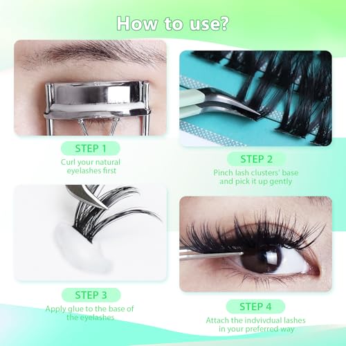 Large Tray- 10-20MM Available 120 Pcs D Curl Cluster Eyelashes Makeup Volume Eye Lashes Extensions Natural Long Wide Stem Individual False Eyelashes (14mm)