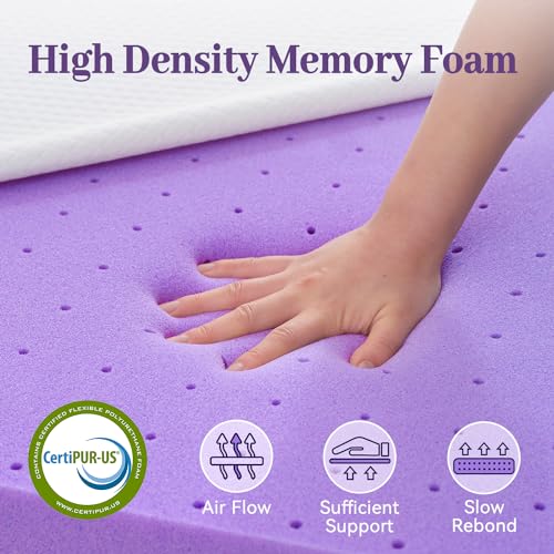 Twin XL Gel Memory Foam Mattress Topper 2 Inch Ventilated High-Density Bed Pad with Removable Cover
