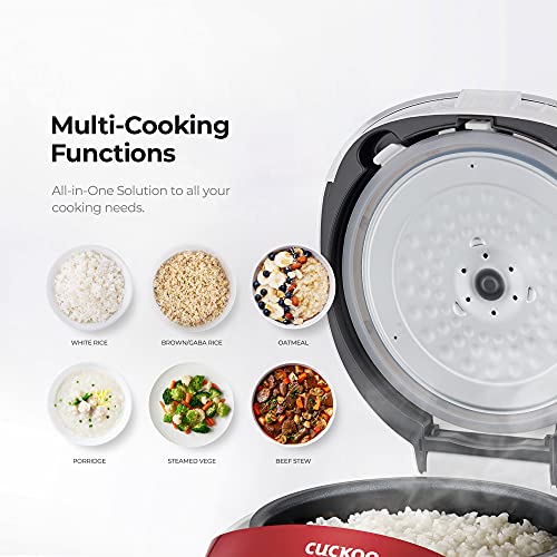 Red CUCKOO Micom Fuzzy Logic Rice Cooker 6-Cup Capacity - Easy-to-Use Digital Control