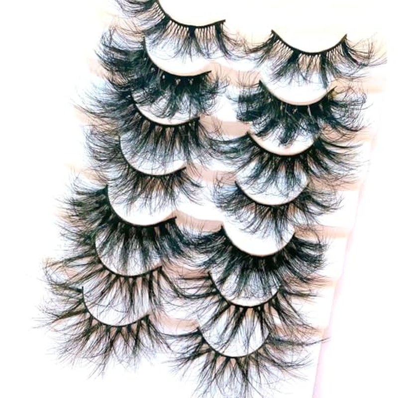 25mm False Eyelashes, Dramatic 8D Faux Mink Lashes Volume,7 styles Mixed Soft Wispy Fluffy Long Lashes for Halloween Cosplay