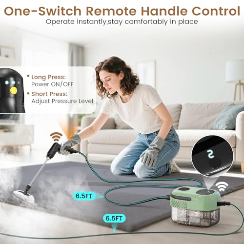 Green 2500W Handheld Steam Cleaner with 16 Accessories for Deep Home Cleaning