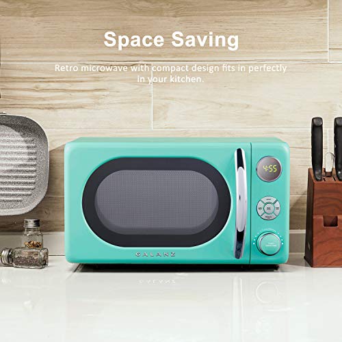 Galanz Retro Microwave Oven 0.7 Cu Ft, 700W, Surf Green, Child Lock