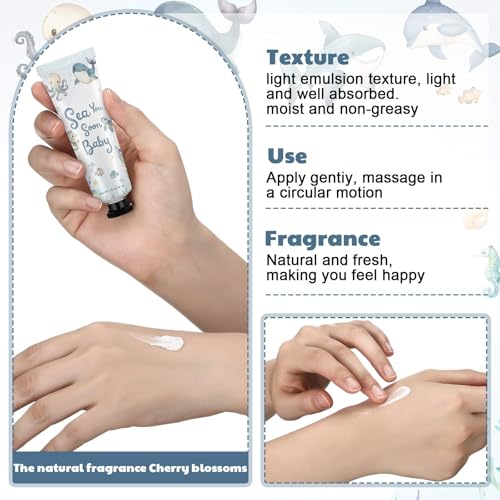 Loopeer 50 Pcs Sea You Soon Baby Shower Hand Cream Gift Bulk Set Double Side Design Thank You for Celebrating with Me for Under the Sea Themed Baby Shower Birthday Party Favors