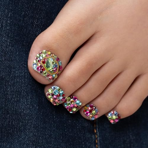 Lovful Precious Press-On Toenails - Reusable Fake Toe Nails, 20 pcs