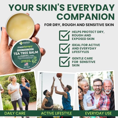 Tea Tree Oil Balm for Skin 2-Pack - Soothing, Moisturizing & Protective