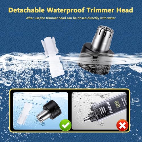 2 Pack Nose Hair Trimmer for Men and Women USB Rechargeable with Digital Display Nose and Ear Trimmer for Men Dual Edge Rotating Blades Easy Clean Detachable Head Compact and Travel Friendly