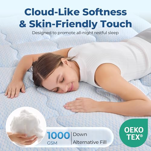Full Size Cooling Gel Memory Foam Mattress Topper - White, 4 Inch Dual Layer for Back Pain & Hot Sleepers