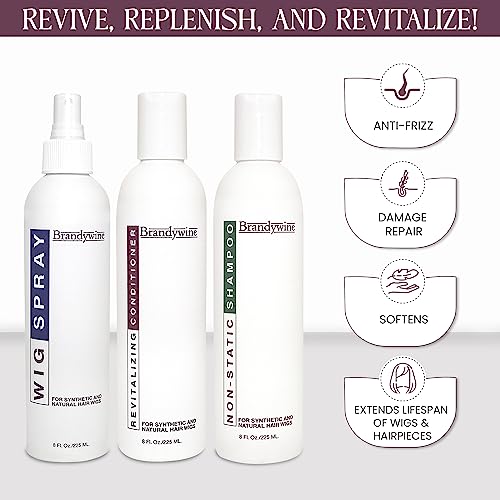 Wig Care Set with Non-Static Shampoo Conditioner & Spray - Synthetic & Human Hair