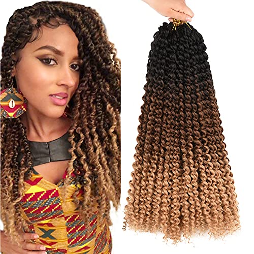 7 Packs 18 Inch Water Wave Synthetic Passion Twist Hair Ombre Brown Blonde - Crochet Braids