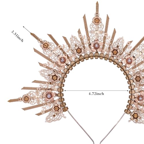 Handmade Spiked Halo Crown - Sun Goddess Headband with Zip Tie - Yellow