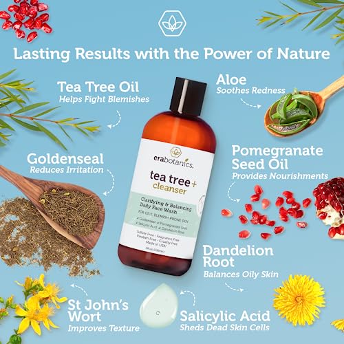 Era Organics Tea Tree Skincare Trio ? Tea Tree Cream, Cleanser & Microdermabrasion Face Scrub for Oily, Blemish-Prone Skin ? Cleanse & Balance Your Skin With Non-Toxic, Plant-Based Skin Care