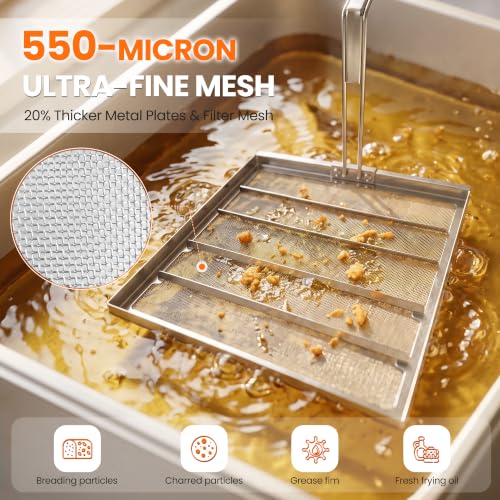Large Commercial Deep Fryer Filter 550 Micron 304 Stainless Steel, Extend Oil Life 40%, Replacement for Dean Frymaster Pitco Avantco