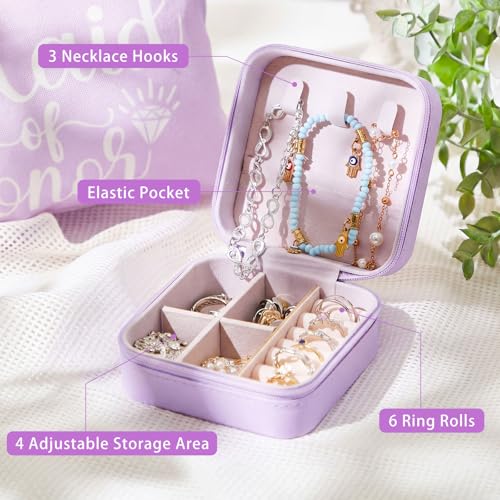 Purple Bridesmaid Proposal Gift Set for Bridesmaids & Maid of Honor with Straw Cups, Jewelry & Accessories - Variation: Purple