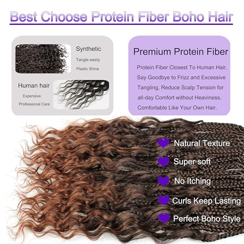 14-Inch Goddess Box Braids Crochet Hair Pack of 8 - 1B/30# Protein Fiber