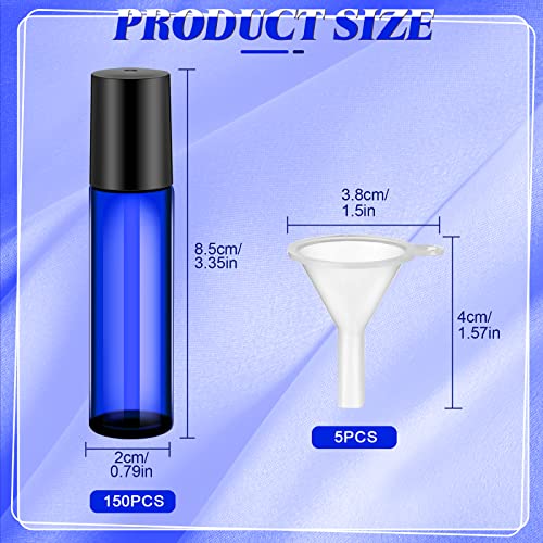 96 Pack 10ml Blue Glass Essential Oil Roller Bottles with Accessories