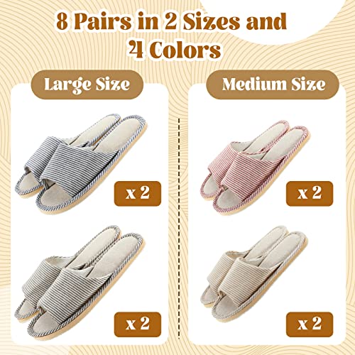 Mepase 8 Pairs Washable Open Toe House Slippers for Guests Women Men