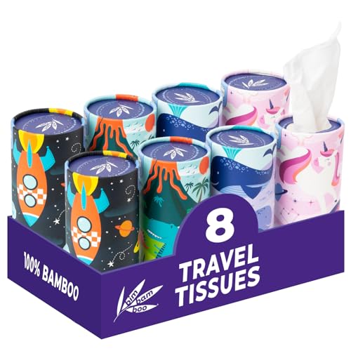 Car Tissue Holder Set of 8 - 3-Ply Bamboo Facial Tissues in Tubes, 320 Tissues