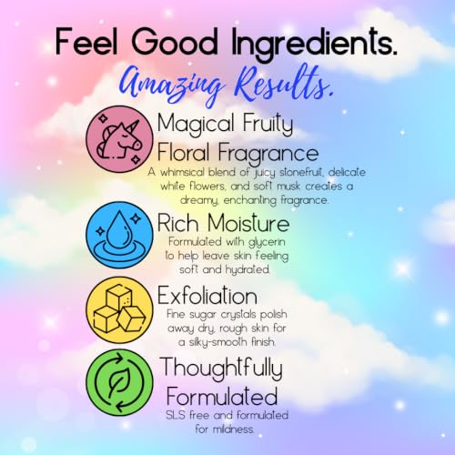 Unicorn Sugar Scrub & Body Moisturizer - Exfoliating Whip, 10 oz
