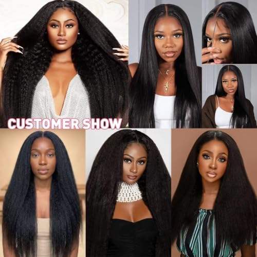 18 Inch Kinky Straight Human Hair Bundles Natural Black 3Pcs Brazilian Virgin