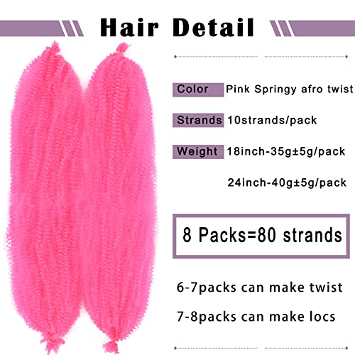 Pink Afro Twist Hair 8 Packs 24 Inch Synthetic Springy Braiding Extensions