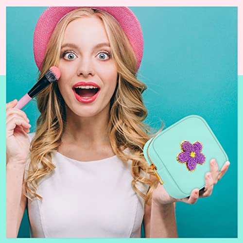 Mini Preppy Makeup Bags Set - 9 Nylon Cosmetic Organizer Pouches