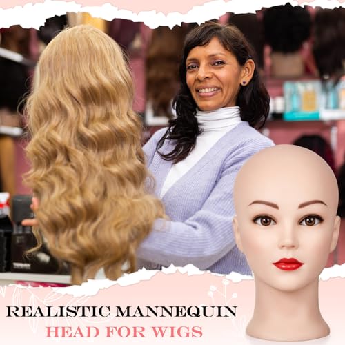 White Bald Mannequin Head for Wig Making & Display - 21 Inch, 4 Pack