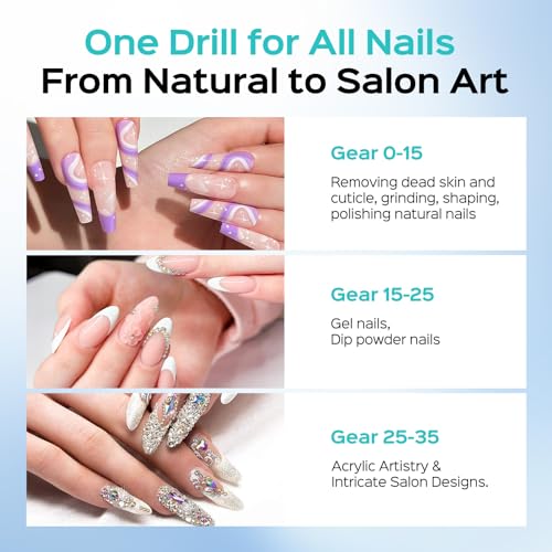 COSLUS E50 Professional Electric Nail Drill: Upgraded Steady Power with LED Display for Acrylics, Gel, Natural Nails - Easy to Use for Women, Nail Art Practice, Desktop Nail File at Home DIY or Salon