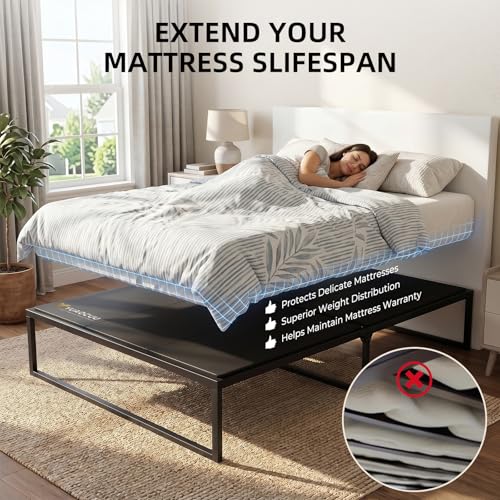 King Size Bunkie Board (76x80) Heavy Duty Anti-Sag Low Profile Bed Support - Black