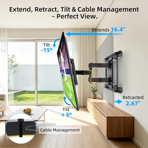 HOME VISION Full-Motion TV Wall Mount for 37-90 Inch TVs, Fits 24" Studs, Model 6603