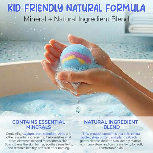 Kids Bath Bombs with Surprise Toys - Natural, Vibrant & Skin-Friendly (12 Pack)