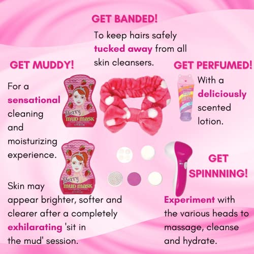 Kids Spa Playset with Facial Cleansing Machine, Mud Mask & Headband - Deluxe Toy Kit