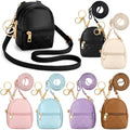 Mini Backpack Keychain Set - 6 Color Cute PU Leather Makeup & Organizer Pouches