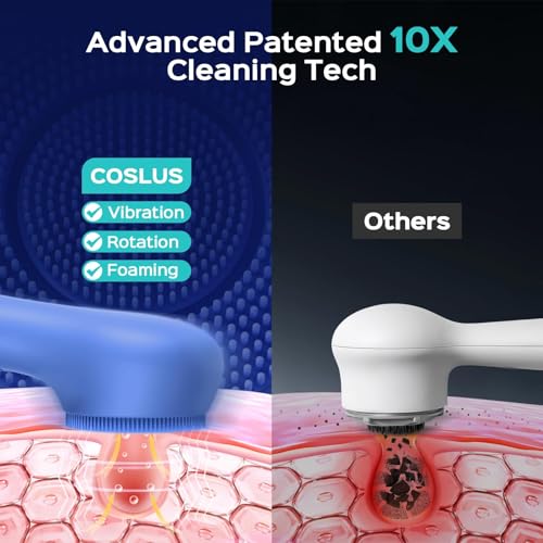 Coslus FBS03 Blue Face Cleansing Brush 2-in-1 Vibration & Rotation