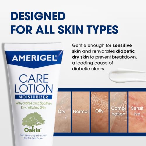 Amerigel Care Lotion 6 oz - Hypoallergenic Moisturizer for Diabetic & Sensitive Skin