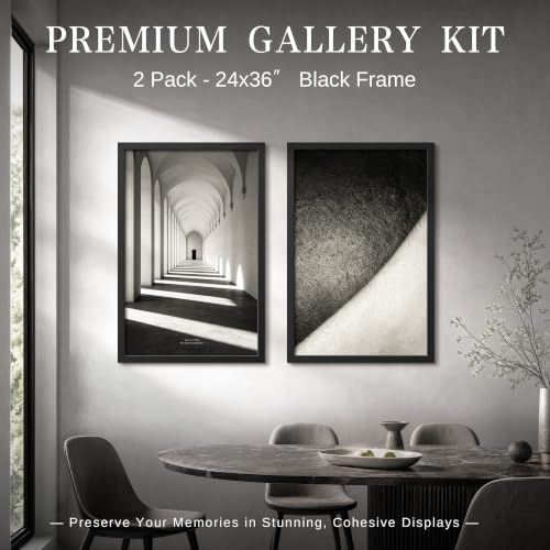 24x36 Poster Frame Black Wood Wall Display Frame 2 Pack - Elegant & Durable