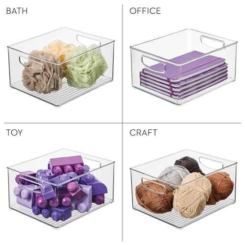 iDesign Stackable Storage Bin with Handles - Clear Set of 4