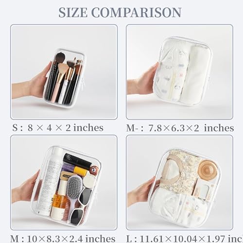 6-Pack Large Clear Hard Shell Zipper Pouches, Clear Zipper Bags, Hard Case Pouches for Purse & Diaper Bag Organizer,and Travel Essentials£¨6L£©